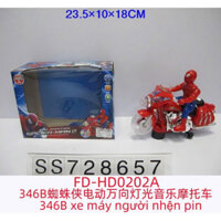 Đồ chơi người nhện Superman đi trên xe Moto nhạc đèn tặng kèm pin