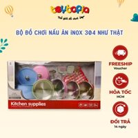 Đồ chơi nhà bếp nấu ăn thật mini inox 304 Toytopia kèm nồi, chảo chống dính, nhiều phụ kiện cho bé