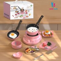 Đồ chơi nhà bếp nấu ăn thật mini kèm chảo chống dính, inox 304 xịn xò kèm nhiều phụ kiện cho bé