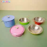 Đồ chơi nhà bếp nấu ăn thật mini kèm nồi, chảo chống dính, inox 304 xịn xò kèm nhiều phụ kiện cho bé