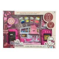 Đồ Chơi Nhà Bếp Pin Lò Nướng, Tủ Lạnh + 4 mèo Hello Kitty, Bàn Ghế, Giỏ Hàng Hoá No.018-6A