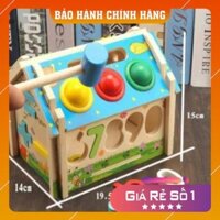 Đồ chơi NHÀ GHÉP HÌNH đập bóng, thả hình khối bằng gỗ, học số- phát triển nhận biết cho bé