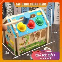 Đồ chơi NHÀ GHÉP HÌNH đập bóng, thả hình khối bằng gỗ, học số- phát triển nhận biết cho bé