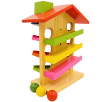 Đồ chơi nhà gỗ thả bi lăn zíc zắc vận động thể chất, nhà thả bóng rèn kĩ năng thể chất cho bé