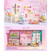 Đồ Chơi Nhà Thỏ, Phòng Khách, Phòng Ngủ, Phòng Bếp, Xe Bán Hàng Kem, Bánh, Hộp Đồ Chơi Ngôi Nhà Của Thỏ Cho Bé Gái