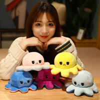 Đồ chơi nhồi bông bạch tuộc siêu dễ thương, búp bê biểu cảm hai mặt, bạch tuộc tức giận có thể đảo ngược