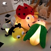 Đồ chơi nhồi bông côn trùng phát sáng UTENEW, Búp bê nhồi bông ong có đèn LED phát sáng phát sáng, Đồ chơi sang trọng Ladybird mềm mại di động dễ thương Quà tặng