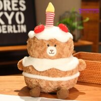 Đồ chơi nhồi bông Hình Gấu Bánh Kem Sinh Nhật Bằng Vải Bông pp Mềm Mại Thoải Mái Trang Trí Nhà Cửa