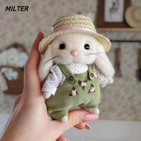 Đồ chơi nhồi bông thỏ MILTER, Quà tặng cho bé gái Mặc quần áo Mũ búp bê thỏ, Đồ trang trí 14cm Mặt dây chuyền bông thủ công