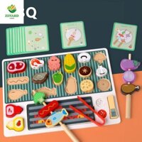 Đồ chơi nướng BBQ AEROT, Mô phỏng kinh nghiệm nấu ăn thực phẩm Đồ chơi nướng bằng gỗ, Bộ đồ chơi nhà bếp đóng vai Bộ đồ chơi nhận thức giáo dục Bộ đồ chơi giả vờ Quà tặng sinh nhật