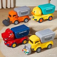 Đồ chơi ô tô chở 124 lego siêu dễ thương, xe lắp ráp thông minh phát triển tư duy sáng tạo, nhựa ABS an toàn.