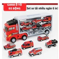 Đồ Chơi Ô Tô, Gara Ô Tô Di Động, Đồ Chơi Cho Bé Trai, Set Xe Tải Nhiều Ngăn 6 xe Trong 1