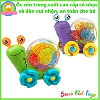 Đồ chơi Ốc sên trong suốt cao cấp có nhạc và đèn vui nhộn, nhựa ABS an toàn cho bé