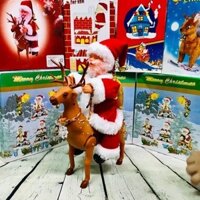 Đồ chơi ông già Noel cưỡi tuần lộc lớn quà tặng giáng sinh hoặc trang trí noel Y HÌNH- có sẵn