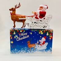 Đồ chơi ông già noel ngồi xe cưỡi tuần lộc quà tặng giáng sinh hoặc trang trí noel Y HÌNH- có sẵn