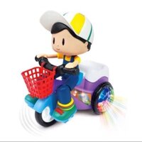 Đồ chơi phát nhạc người nhện đi xe đạp có đèn led và nhạc sôi động