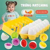 Đồ Chơi Quả Trứng Ghép Đôi, Set 12 Quả Trứng Matching cho bé loại cao cấp có khay đựng