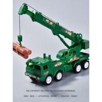 Đồ chơi quán tính lớn cho trẻ em, xe kỹ thuật cho bé trai, cần cẩu quân sự xanh cho trẻ em