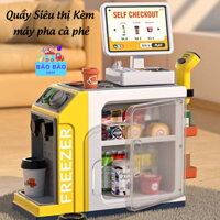 Đồ chơi quầy siêu thị kèm máy pha cà phê 46 chi tiết có máy quẹt thẻ tính tiền đồ chơi nhập vai cho bé