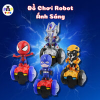 Đồ Chơi Robot Ánh Sáng Spider Man Siêu Nhân Nhện, Captain America Nhảy Múa Xoay 360 Độ Có Đèn, Có Nhạc Cho Bé