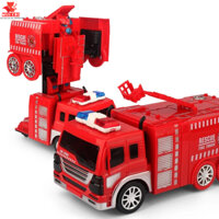 Đồ Chơi Robot Biến HÌnh Tự Động Xe Cứu Hỏa Chạy Pin Phát Nhạc Đèn Bằng Nhựa Cao Cấp Cho Bé