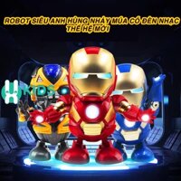 Đồ chơi robot siêu anh hùng, iron man, người nhện, khổng lồ xanh nhảy múa có đèn nhạc vui nhộn cho bé từ 6 tháng tuổi