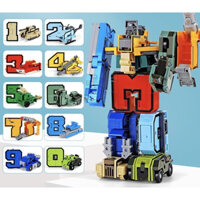 Đồ chơi robot siêu nhân lắp ráp từ số, mỗi số là mô hình xe tăng, máy bay phản lực, tàu siêu tốc