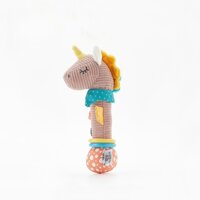 Đồ chơi rung tay cho bé, đồ chơi êm dịu, kỳ lân hồng, đồ chơi tương tác giữa cha mẹ và con cái, có chuông tích hợp, đồ chơi tập cầm nắm cho bé