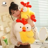 Đồ chơi sang trọng cho gà UTENEW, Đôi mắt nhô ra Gối mềm gà con thực tế, Gối ngủ Mô phỏng hoạt hình Động vật Búp bê nhồi bông Búp bê nhồi bông Quà tặng sinh nhật