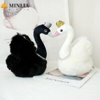 Đồ chơi sang trọng MINLIA Swan, Công chúa Thái Thú nhồi bông Nữ hoàng Swan Plushie, Đồ chơi trẻ em Vòng cổ hoa mẫu đơn Mô phỏng thanh lịch Búp bê thiên nga đen Quà tặng đám cưới