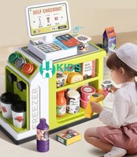 Đồ chơi siêu thị quầy tính tiền kèm máy bán cà phê như thật, máy quẹt thẻ có đèn nhạc cho bé nhập vai bán hàng