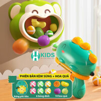 Đồ chơi súng bắn bóng nhựa dính kết hợp ném trái cây cho khỉ tham lam lắc đầu tính điểm giải trí giảm stress cho bé
