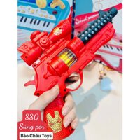 Đồ chơi súng pin cho bé trai có đèn nhạc màu đỏ (Chạy Pin AA) tạo nhạc, quà giáng sinh, quà noel, quà sinh nhật cho bé