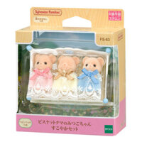 Đồ Chơi Sylvanian Families Biscuit Bear Triplets with Baby Bed