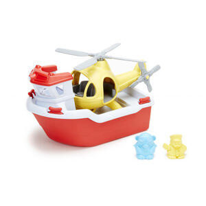 Đồ chơi tàu cứu hộ với máy bay trực thăng Green Toys