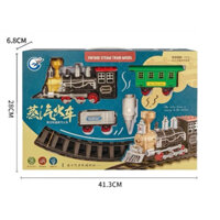 Đồ chơi tàu hoả đường dây xe lửa 🫥FREESHIP🫥2 toa chạy bằng pin ,có hơi nước ,đèn