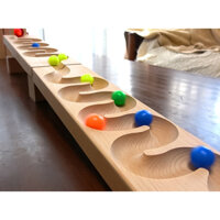 Đồ chơi thả bi lăn bằng gỗ tự nhiên cao cấp, Đường đua bi - Marble Run Race