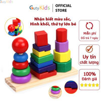Đồ chơi thả khối gỗ ( 3 cột ) Guty Kids thông minh luyện phản xạ và tư duy, đồ chơi giáo dục Montessori