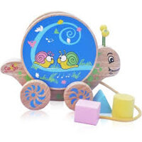 Đồ chơi thả khối gỗ | Xe kéo ốc sên vui nhộn XK