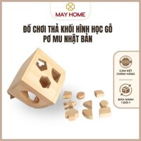Đồ chơi thả khối hình học gỗ Pơ mu Nhật Bản, thương hiệu StarO Hinoki. Gỗ mịn để thô không sơn, gỗ có mùi thơm dịu nhẹ