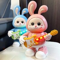 Đồ chơi thỏ đánh đàn guitar nhún nhảy cho bé vui nhộn giải trí, Đồ chơi thỏ phát nhạc có đèn di chuyển tự động