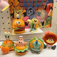 Đồ chơi thời trang, hộp đồ chơi hình tôm hùm Burger King, bộ sưu tập Squidward, hộp mù, Patrick Star, giá đỡ xe SpongeBob để bàn