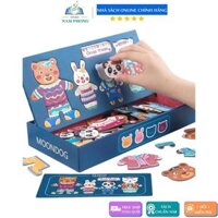 Đồ Chơi Thông Minh Ghép Hình Trí Tuệ - Bộ Xếp Hình Thời Trang Gia Đình Gấu Thỏ Có Nam Châm Và Bút