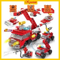 Đồ chơi thông minh lego xe cứu hỏa KEYSION làm bằng nhựa ABS PP an toàn cho trẻ, phát triển trí tuệ giúp bé vừa học vừa