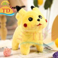 Đồ chơi thú bông Pikachu biết đi, biết kêu, vẫy đuôi có đèn Led, làm quà tặng cho bé siêu yêu (Tặng kèm pin)