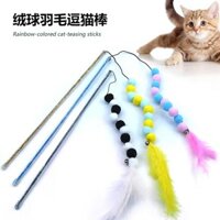 Đồ chơi thú cưng mèo mới xuyên biên giới, đũa trêu chọc lông vũ màu sắc, sâu bướm nhồi bông