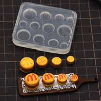 Đồ chơi thực phẩm thu nhỏ, bộ bánh mì, hamburger, khuôn silicone mini DIY, nhà búp bê silicone, đất sét thủ công, đồ gốm mềm