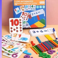 Đồ Chơi Toán Học Montessori – Hộp Toán Học Thẻ Ghép Số Và Que Tính – Bộ Toán Hươu Cho Bé