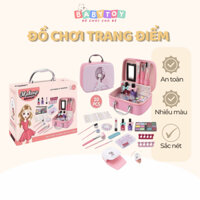 Đồ chơi trang điểm bé gái cao cấp, an toàn Vali trang điểm 3 tầng cho bé màu hồng dễ thương dễ vệ sinh BT30