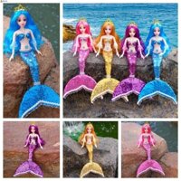 Đồ chơi trang điểm cho bé gái LEOTA, Búp bê nàng tiên cá công chúa Sequin sáng bóng, Váy đuôi cá 3D dễ thương Quà tặng sinh nhật